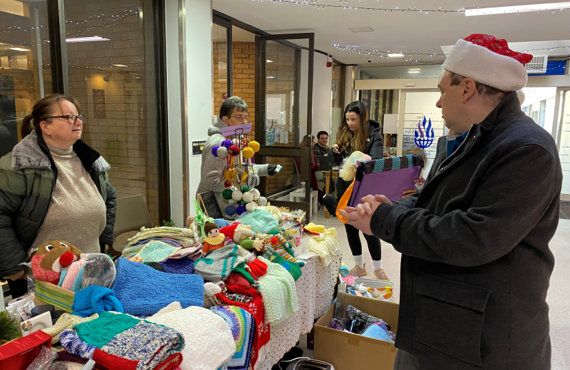 Cllr Scott Warren at the Cresset Christmas Fayre