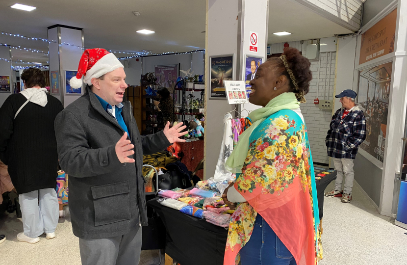 Cllr Scott Warren at the Cresset Christmas Fayre