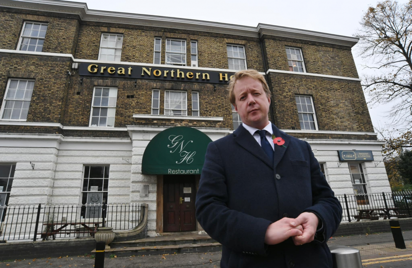 Our Local MP Paul Bristow outside The Great Northern Hotel 