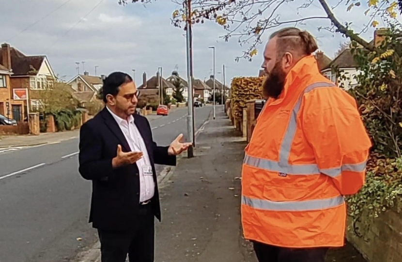 Cllr Ahmed with Highways Engineer Stuart Tough