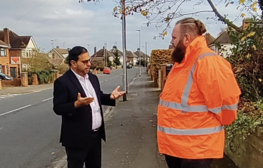 Cllr Ahmed with Highways Engineer Stuart Tough